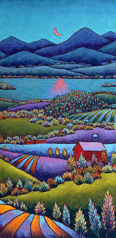 Barn and Crescent Moon