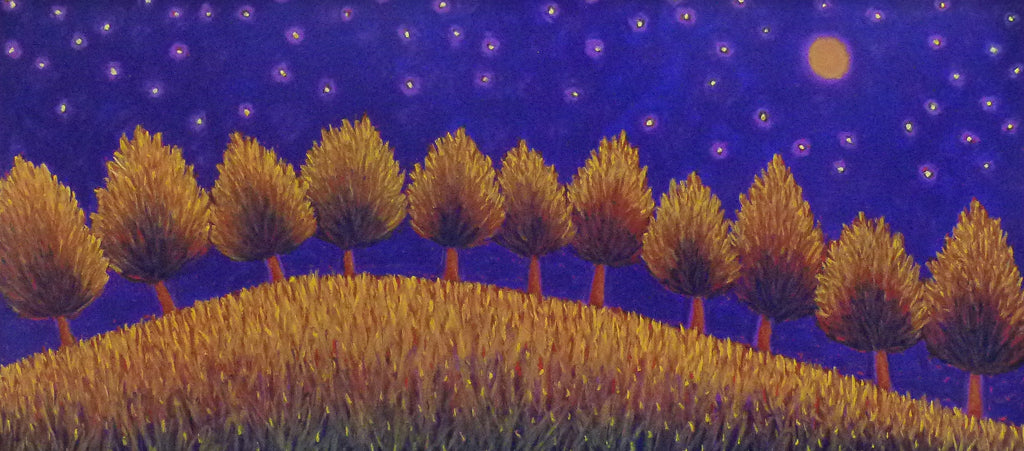 Hilltop Trees, Stars and Grasses