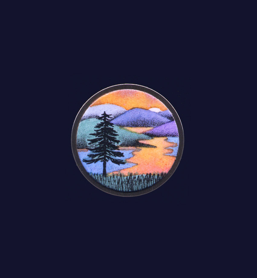Sunset Solitude, pin/pendant by VT artist Daryl V. Storrs